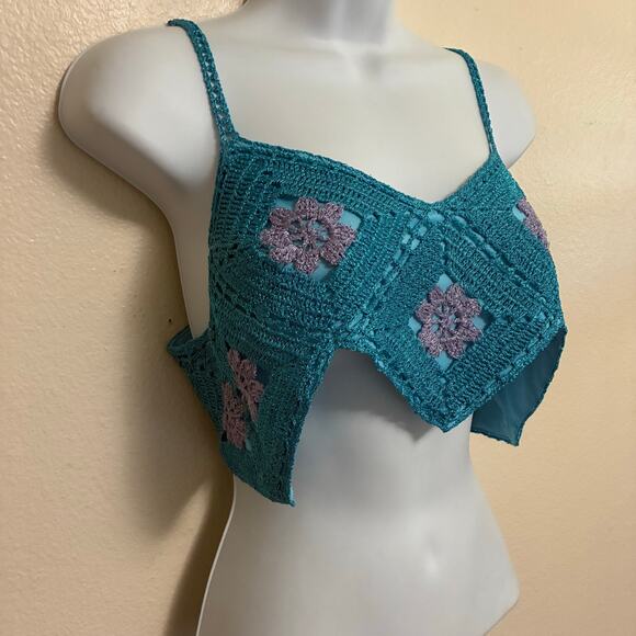 NWT! LisaMaree The 'Right Here Now' 2 Piece Crochet Set In Turquoise Size S - Picture 12 of 15